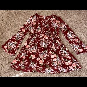 Burgundy Floral Dress